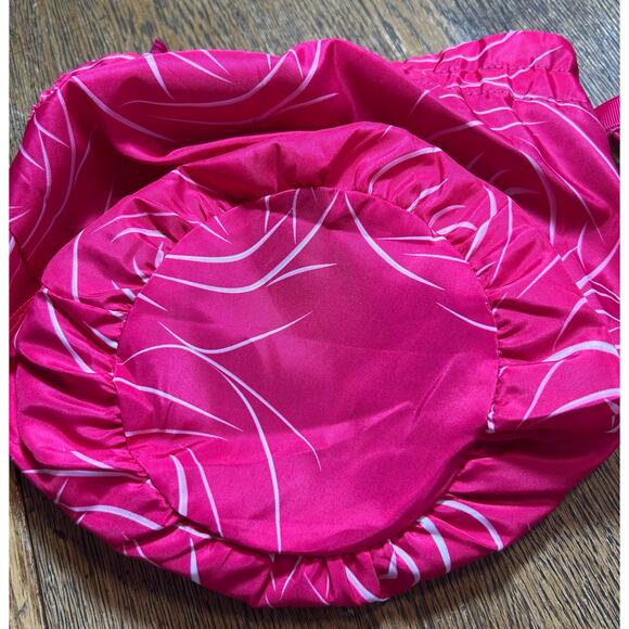 New! Lancôme Synthetic Straw Metro Tote in Pink + Black Drawstring Makeup Bag - Picture 7 of 8